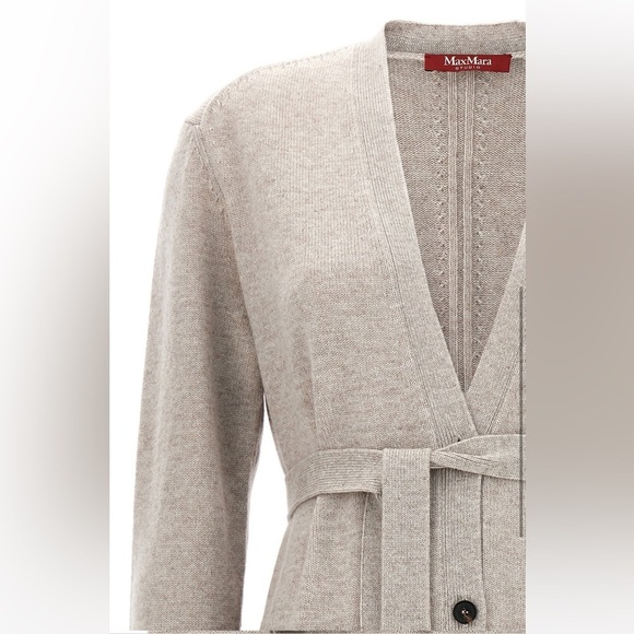 Max Mara Studio Wool & Cashmere Long Cardigan with Matching Belt Small Spring - Picture 5 of 13